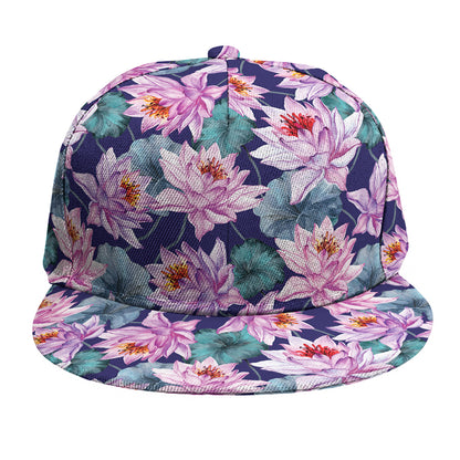 Vintage Lotus Flower Print Snapback Cap