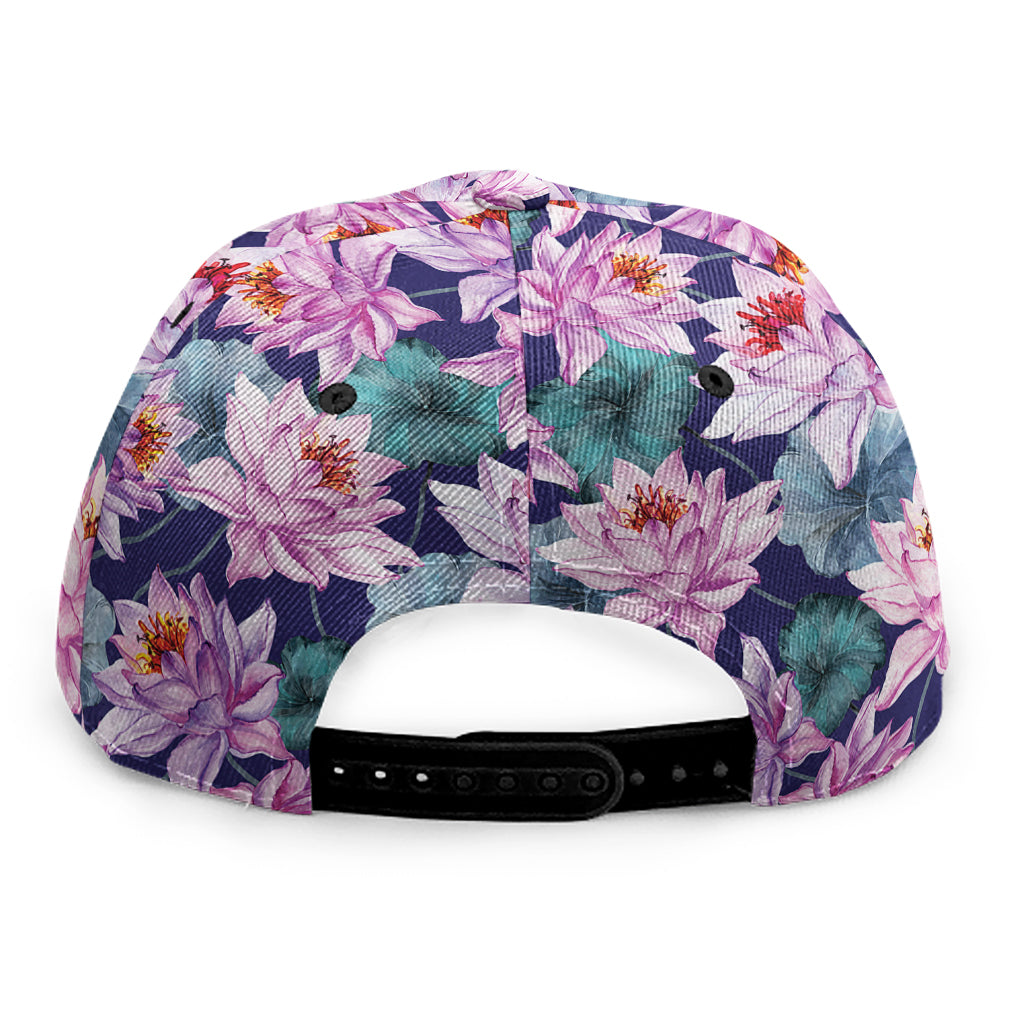 Vintage Lotus Flower Print Snapback Cap