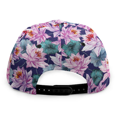 Vintage Lotus Flower Print Snapback Cap