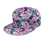 Vintage Lotus Flower Print Snapback Cap