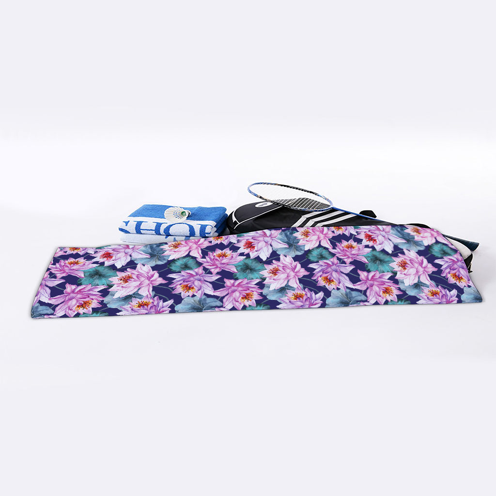 Vintage Lotus Flower Print Sports Towel