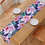 Vintage Lotus Flower Print Table Runner