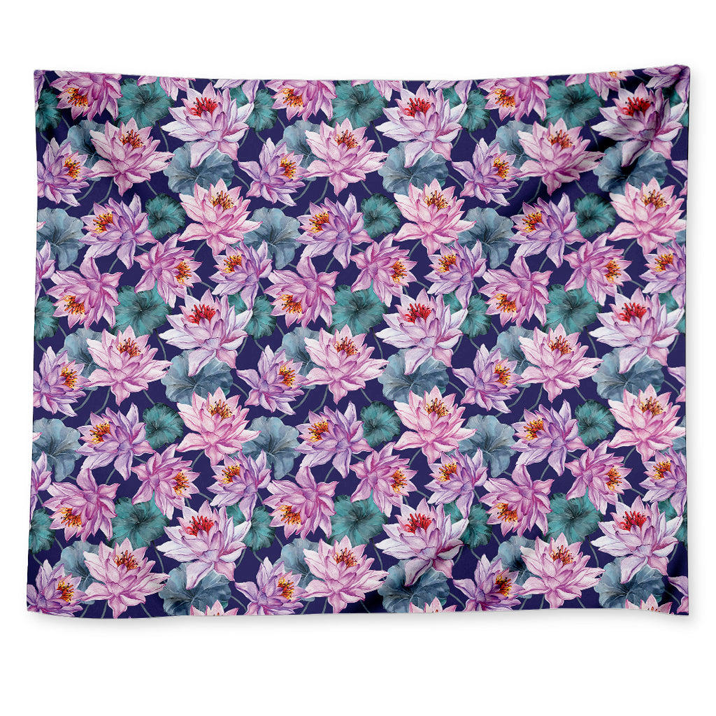 Vintage Lotus Flower Print Tapestry