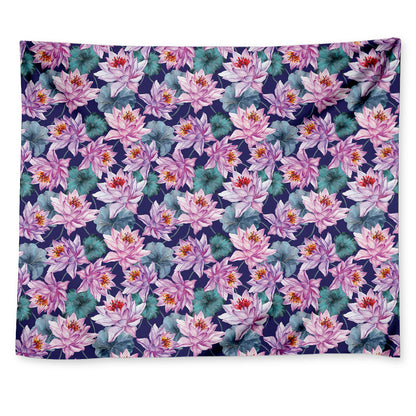 Vintage Lotus Flower Print Tapestry