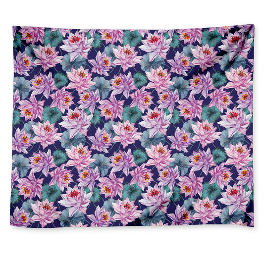 Vintage Lotus Flower Print Tapestry