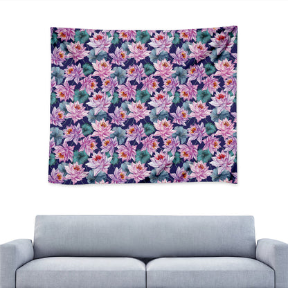 Vintage Lotus Flower Print Tapestry