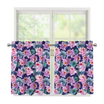 Vintage Lotus Flower Print Tier Curtains