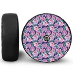 Vintage Lotus Flower Print Tire Cover With Camera Hole