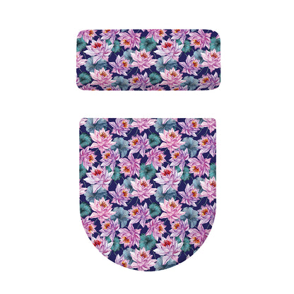 Vintage Lotus Flower Print Toilet Lid And Tank Cover Set