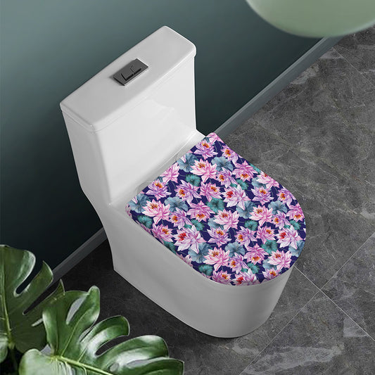 Vintage Lotus Flower Print Toilet Lid Cover