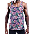 Vintage Lotus Flower Print Men's Workout Tank Top