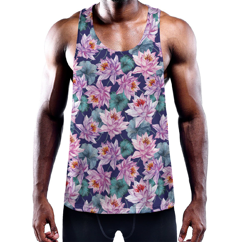 Vintage Lotus Flower Print Training Tank Top