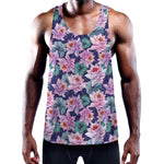 Vintage Lotus Flower Print Training Tank Top