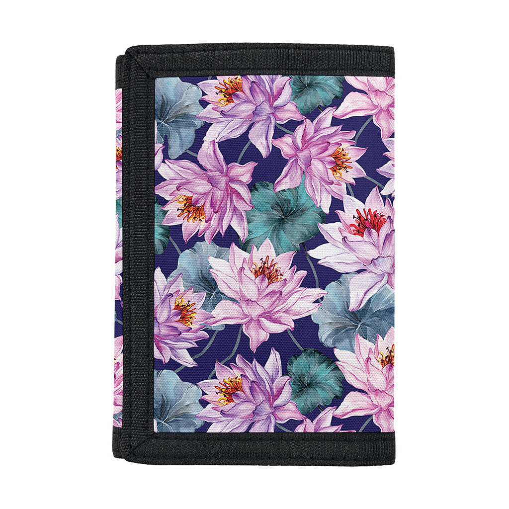 Vintage Lotus Flower Print Trifold Wallet