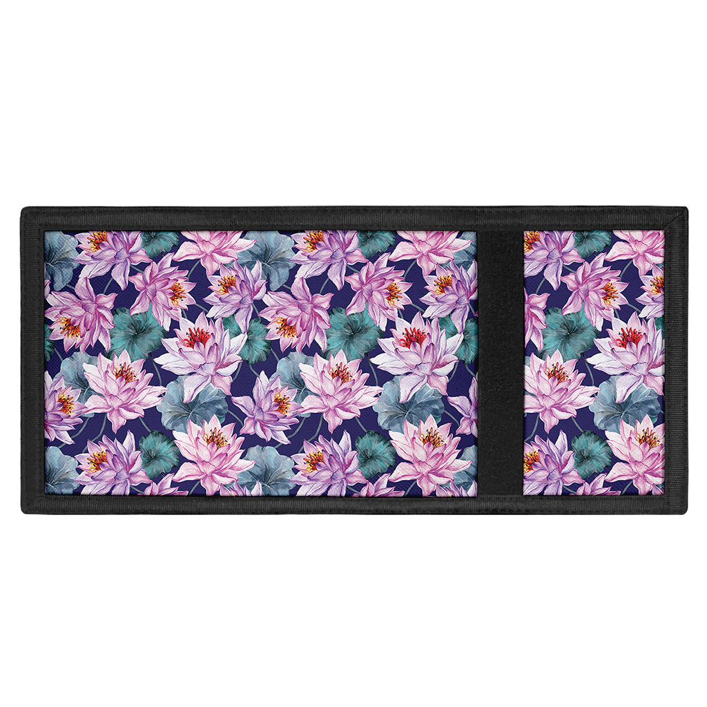 Vintage Lotus Flower Print Trifold Wallet