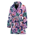 Vintage Lotus Flower Print Women's Bathrobe