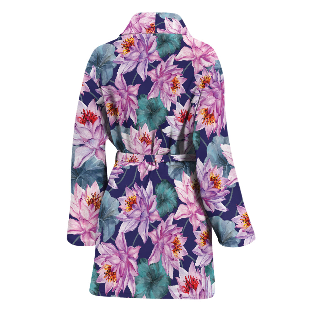 Vintage Lotus Flower Print Women's Bathrobe