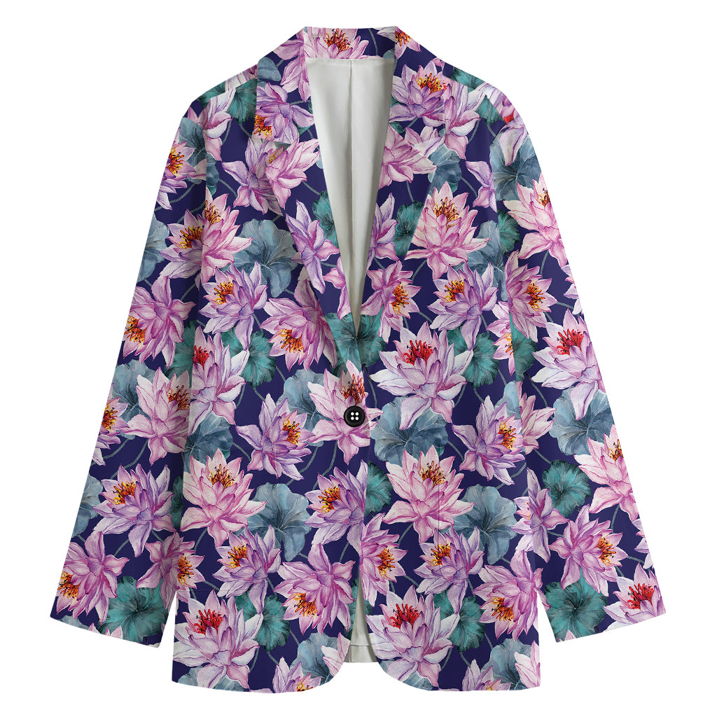 Vintage Lotus Flower Print Women's Blazer