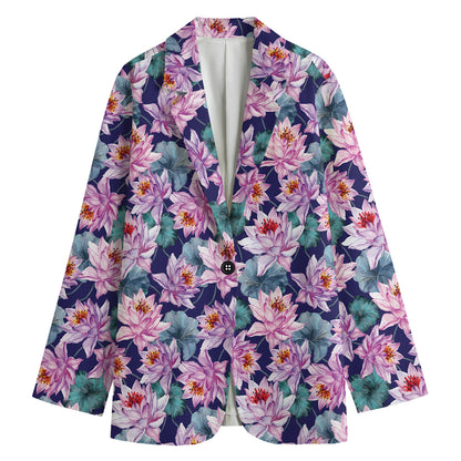 Vintage Lotus Flower Print Women's Blazer