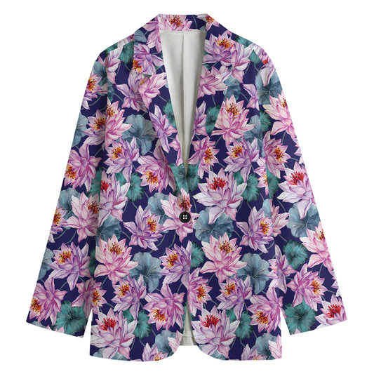 Vintage Lotus Flower Print Women's Blazer