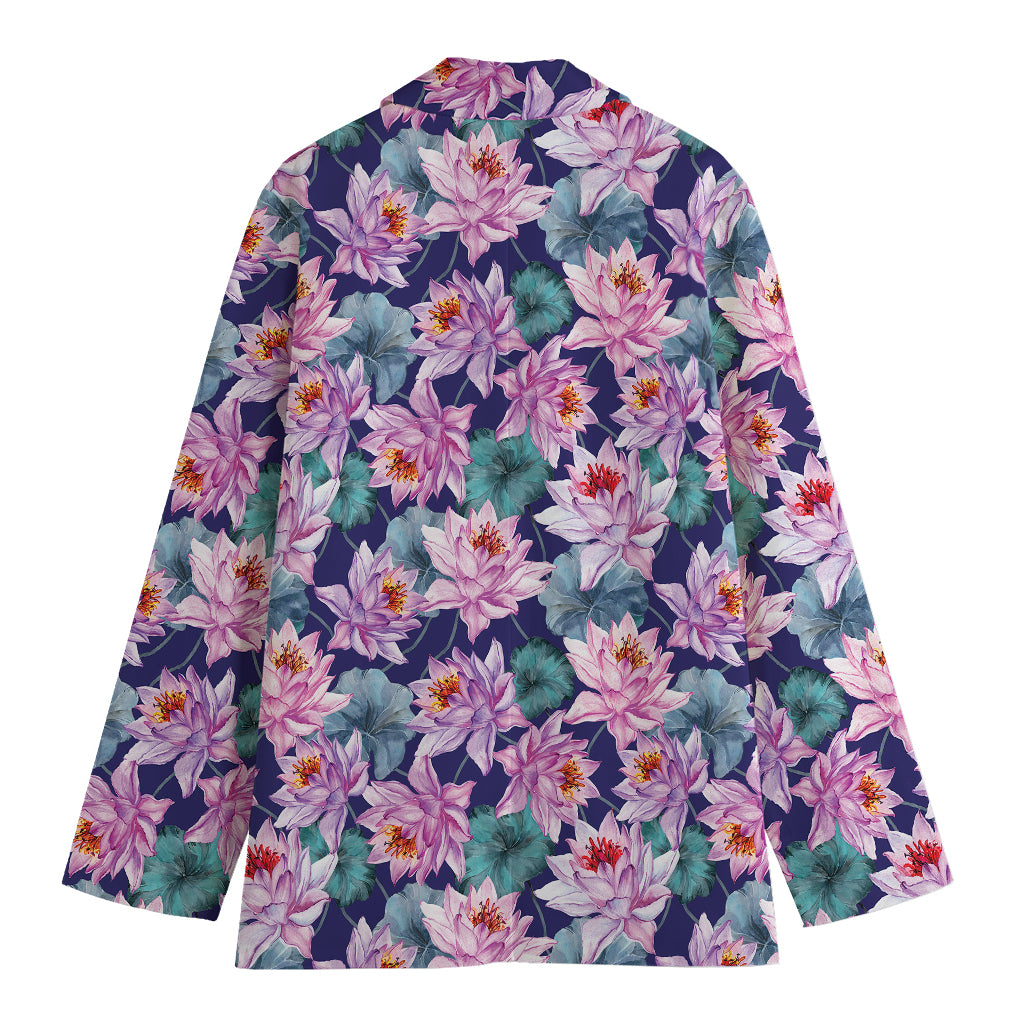 Vintage Lotus Flower Print Women's Blazer
