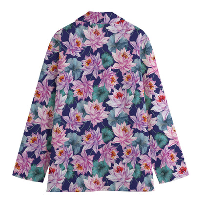 Vintage Lotus Flower Print Women's Blazer