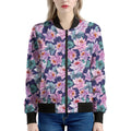 Vintage Lotus Flower Print Women's Bomber Jacket