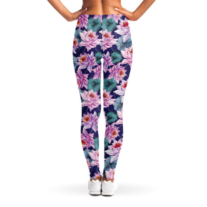 Vintage Lotus Flower Print Women's Leggings