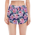 Vintage Lotus Flower Print Women's Split Running Shorts