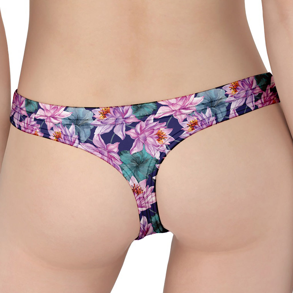 Vintage Lotus Flower Print Women's Thong