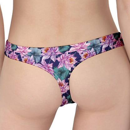 Vintage Lotus Flower Print Women's Thong