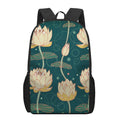 Vintage Lotus Pattern Print 17 Inch Backpack