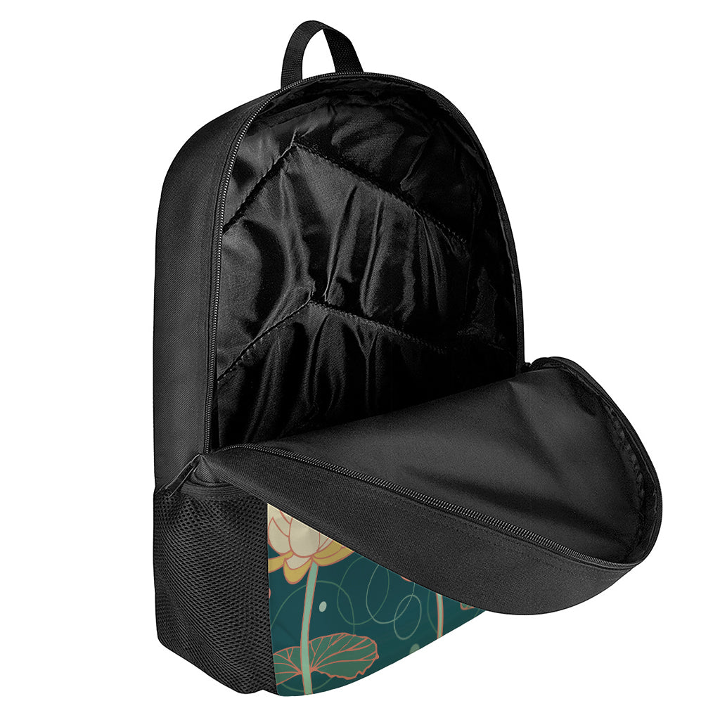 Vintage Lotus Pattern Print 17 Inch Backpack