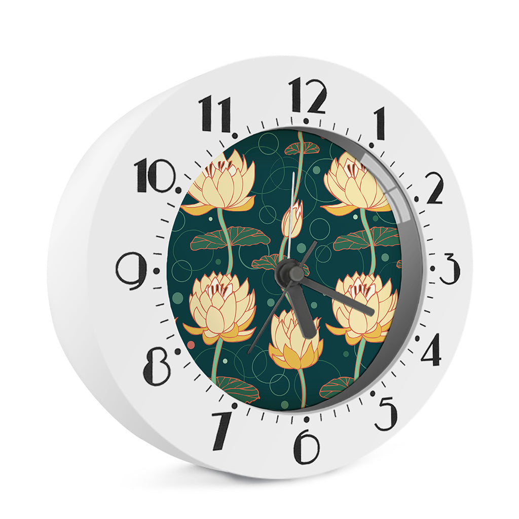Vintage Lotus Pattern Print Alarm Clock
