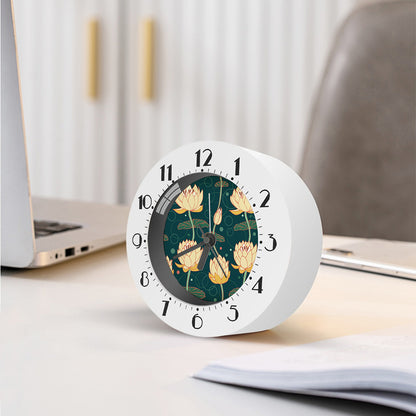 Vintage Lotus Pattern Print Alarm Clock