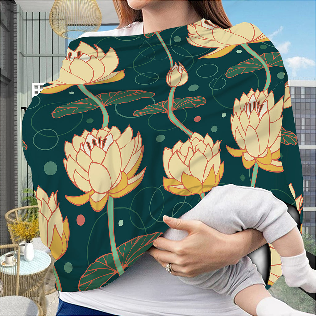 Vintage Lotus Pattern Print Baby Seat Cover