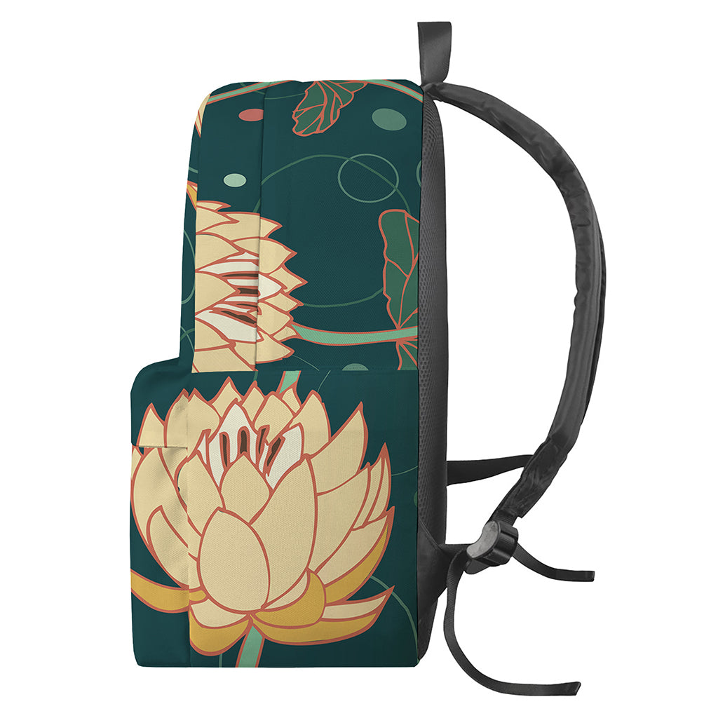 Vintage Lotus Pattern Print Backpack
