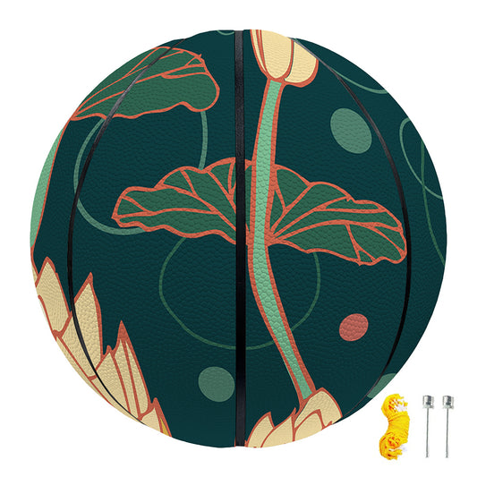Vintage Lotus Pattern Print Basketball