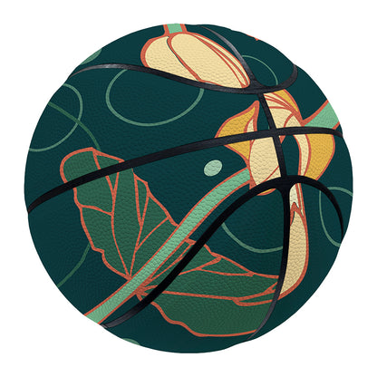 Vintage Lotus Pattern Print Basketball