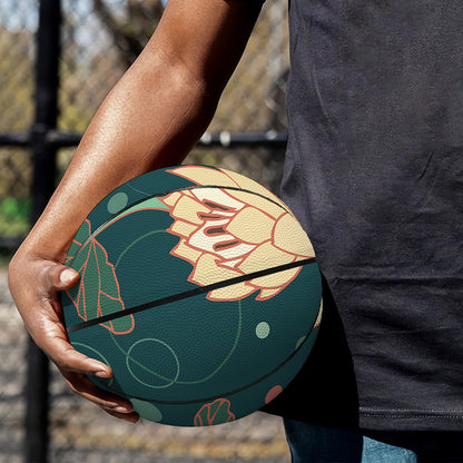 Vintage Lotus Pattern Print Basketball