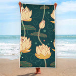 Vintage Lotus Pattern Print Beach Towel