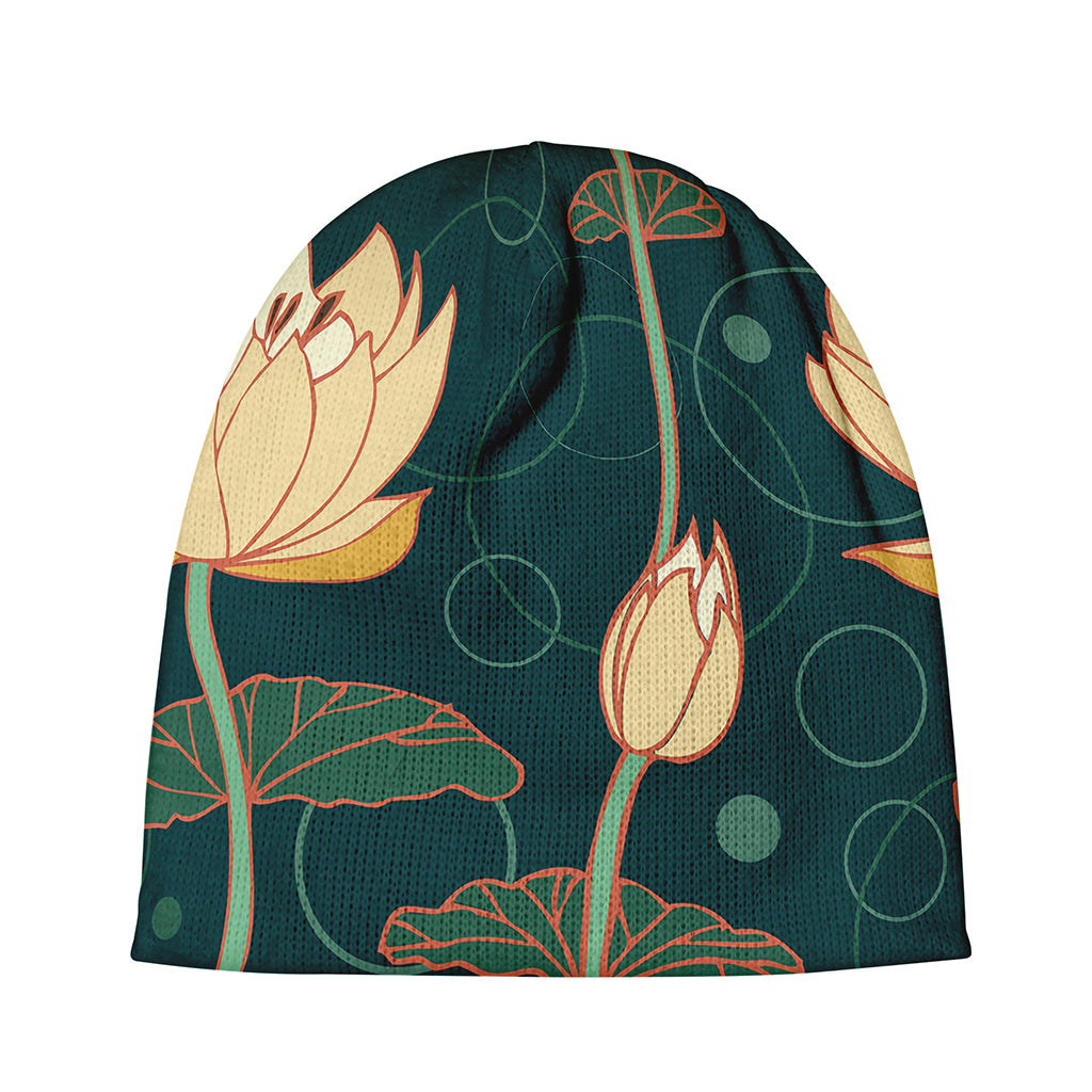 Vintage Lotus Pattern Print Beanie