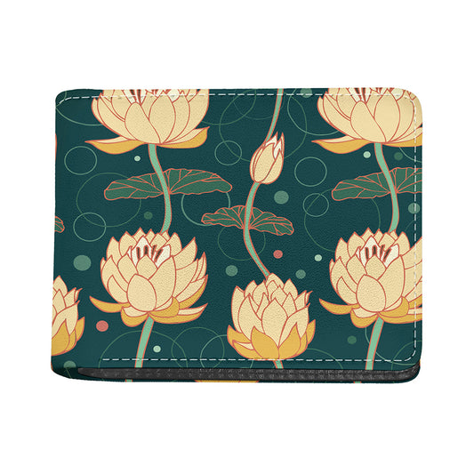 Vintage Lotus Pattern Print Bifold Wallet
