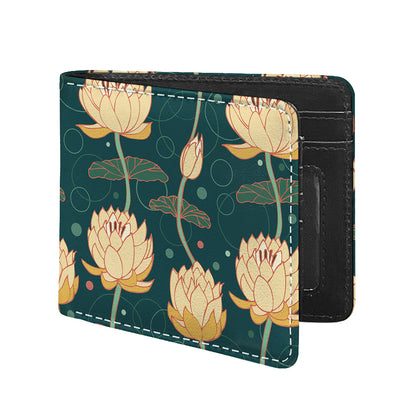 Vintage Lotus Pattern Print Bifold Wallet