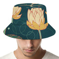 Vintage Lotus Pattern Print Bucket Hat