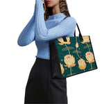 Vintage Lotus Pattern Print Canvas Tote Bag