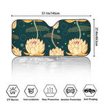 Vintage Lotus Pattern Print Car Windshield Sun Shade