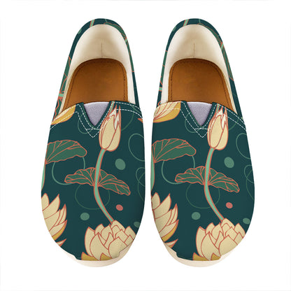 Vintage Lotus Pattern Print Casual Shoes