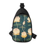 Vintage Lotus Pattern Print Chest Bag