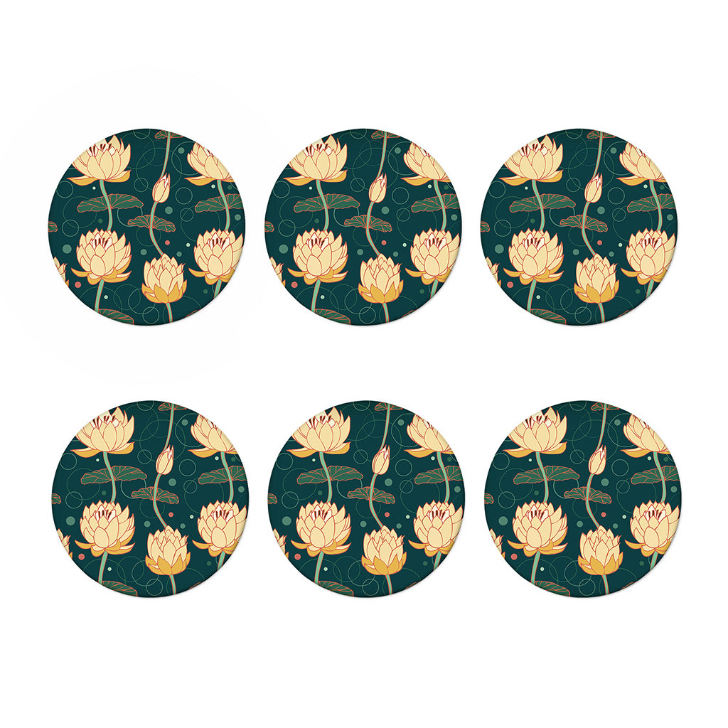 Vintage Lotus Pattern Print Coaster Set